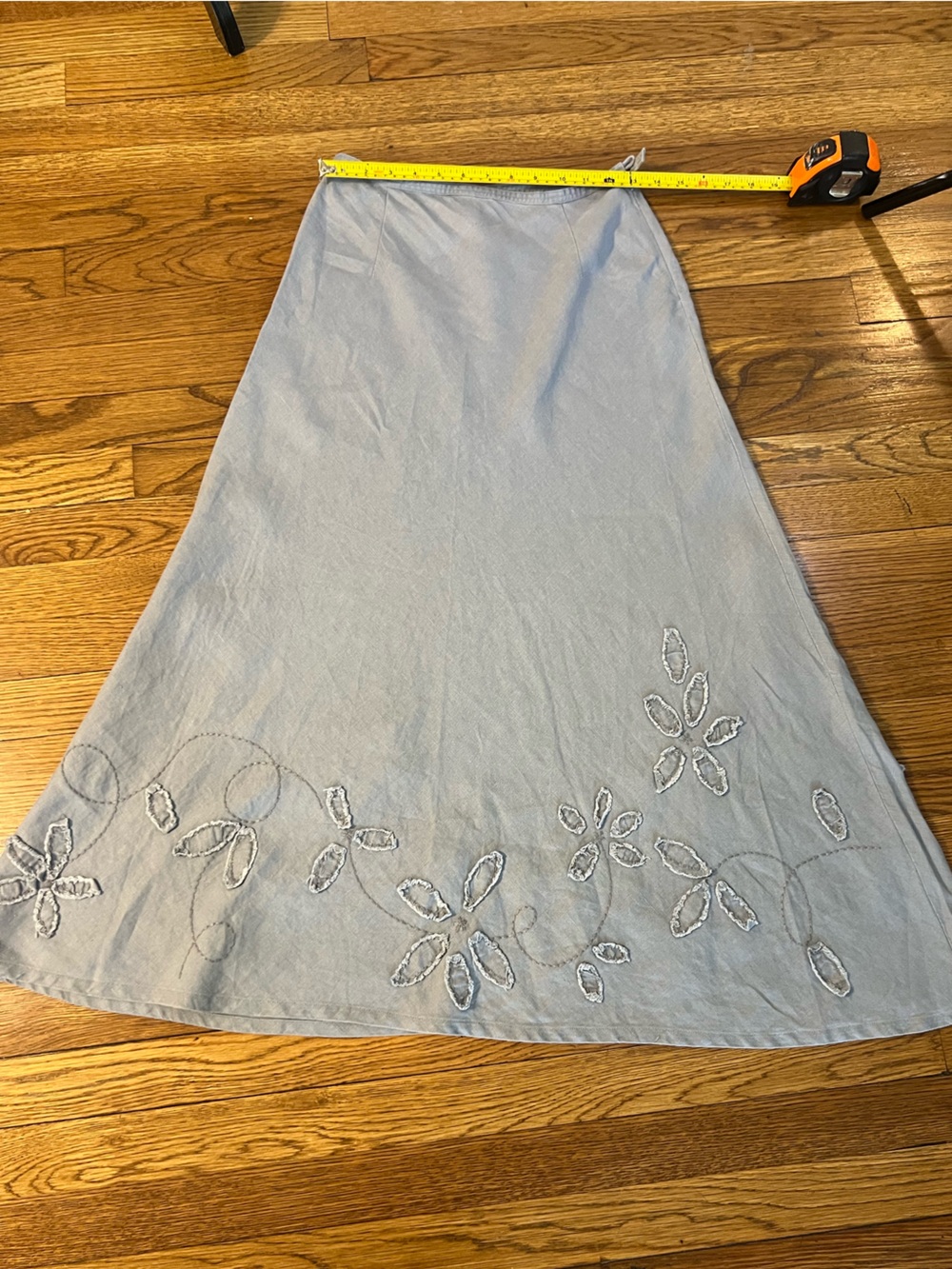 J. Jill Sky Blue Linen-Blend Embroidered Maxi Skirt - Picture 9 of 16